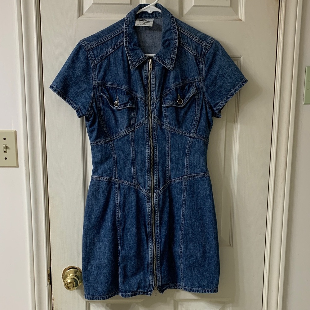 🌷3 for $25🌷Parasuco, US 11 (Juniors), Blue Denim Short Sleeve Front Zipper Dress